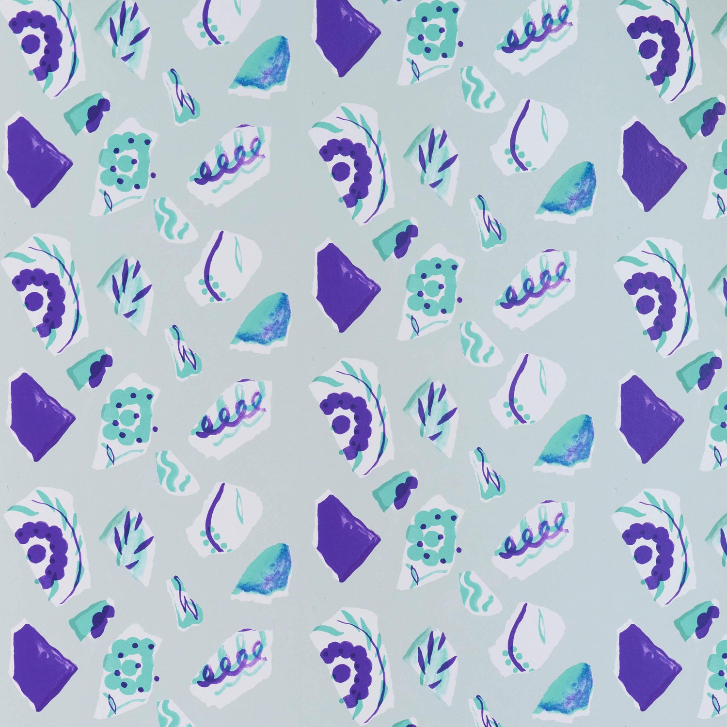 Petite Friture Mosaique by Les Crafties behang blauw