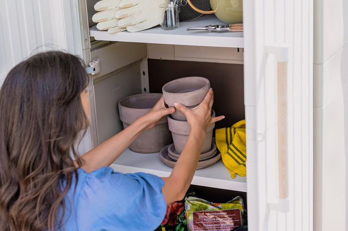 Keter Opbergkast met schappen Groove beige en zandkleurig