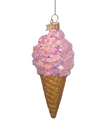 Vondels Ornament glass soft pink ice cream H15cm