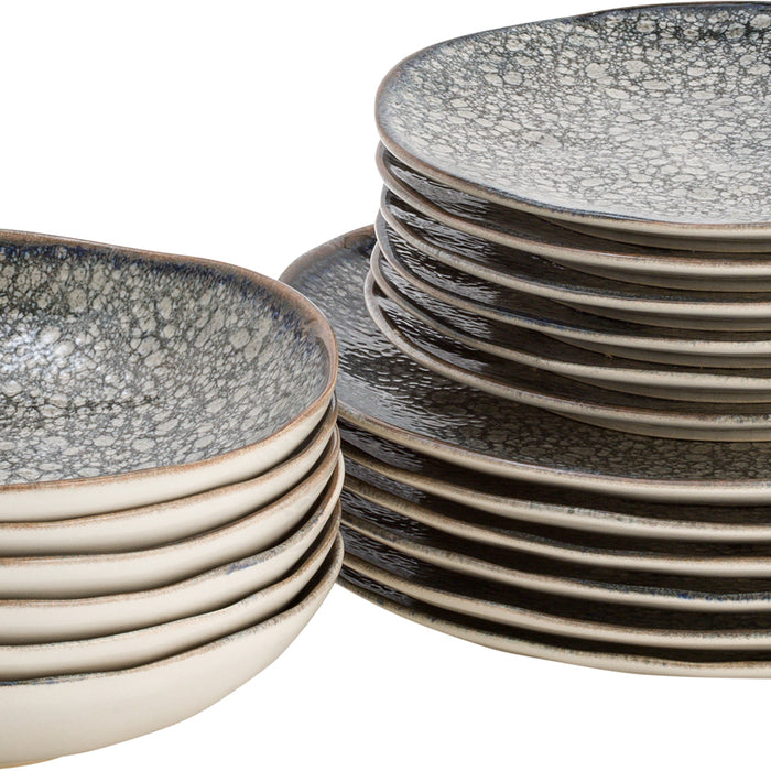 Lite-Body - Serviesset Chloé Wave - 6 pers - 18 delig - Grijs Reliëf