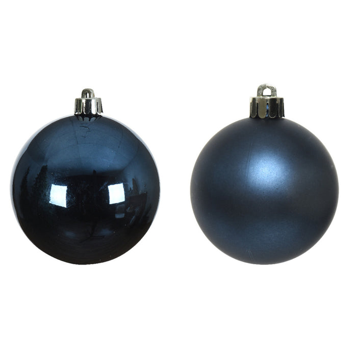 Decoris Kerstballen - 4x st - donkerblauw - 10 cm - kunststof