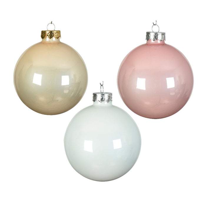 Decoris Kerstballen - 49 st - lichtroze|parel|wit - glas - 6 cm