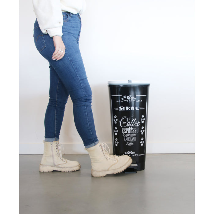 Kis Chic Bin Coffee Menu Pedaalemmer - 50L - zwart|wit