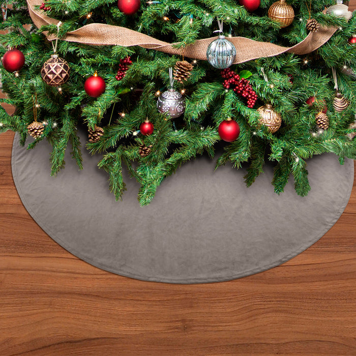 LUMI - kerstboomrok  - Ø120 cm - velvet - Driftwood - taupe