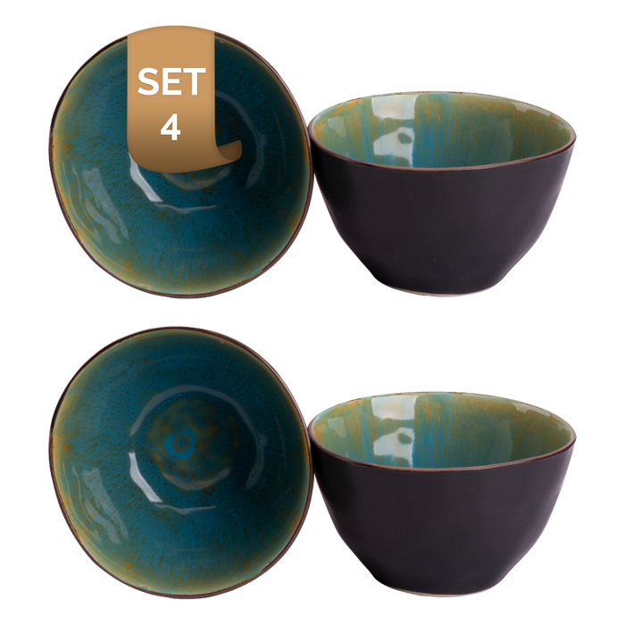 Palmer Schaal Lotus 15 cm 1 l Turquoise Stoneware 4 stuks