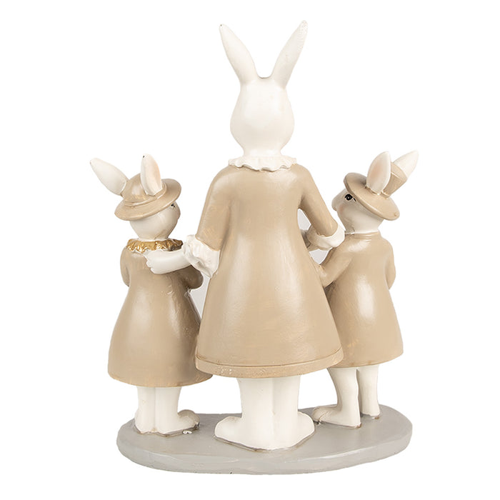 Clayre & Eef Beeld Konijn 21 cm Wit Bruin Polyresin