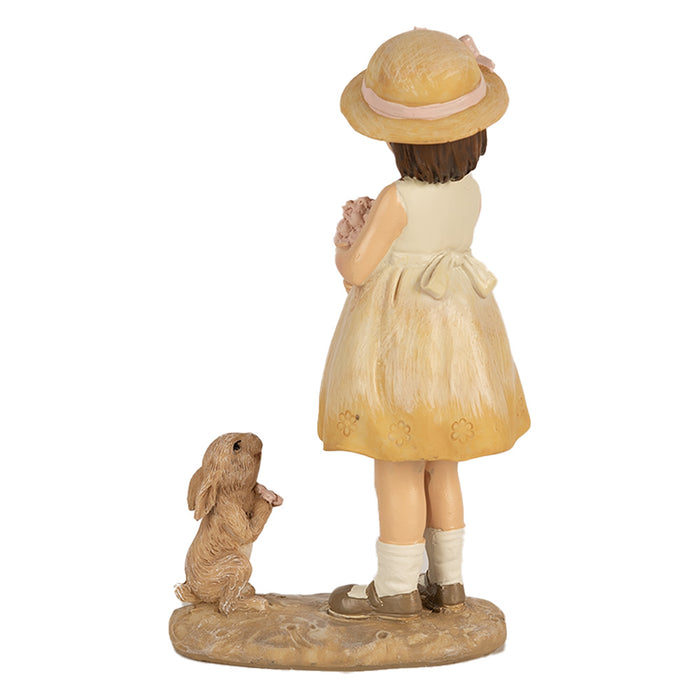 Clayre & Eef Beeld Meisje 15 cm Beige Polyresin