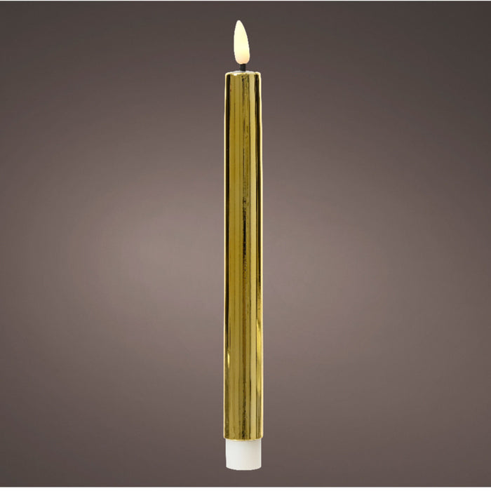 Lumineo LED dinerkaarsen - 2x st - goud - 24,5 cm - glimmend