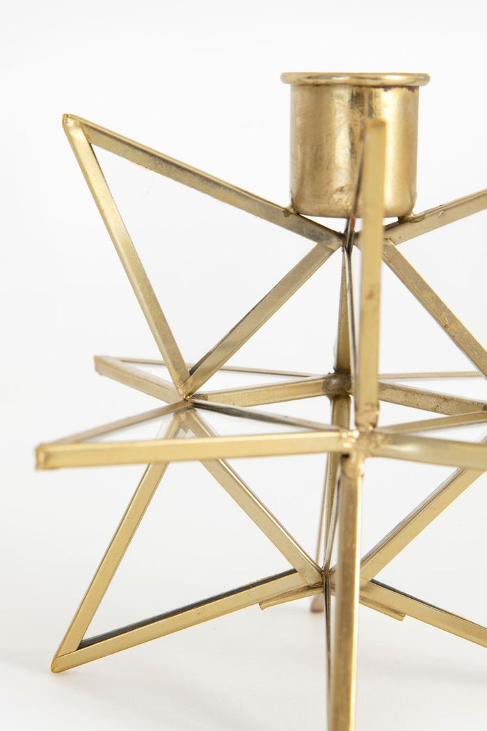 Sissy-Boy Goudkleurige kandelaar in ster vorm van glas en metaal