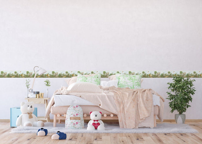 Sanders & Sanders zelfklevende behangrand jungle dieren groen - 9.7 x