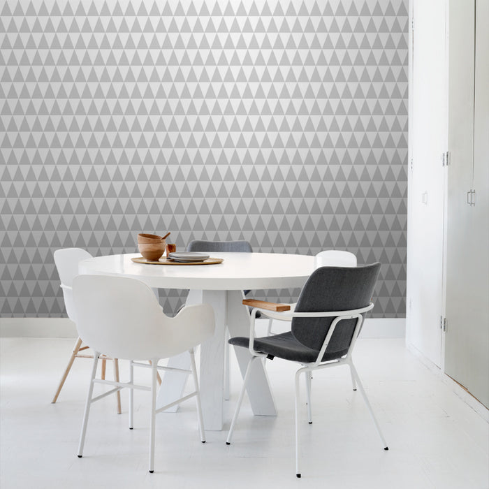 ESTAhome behang grafisch geometrische driehoeken licht warm grijs en m