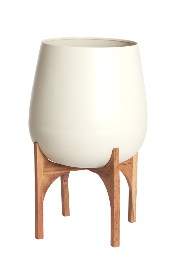 Light&living Pot deco op voet Ø59x82 cm KARUNA hout+mat crème