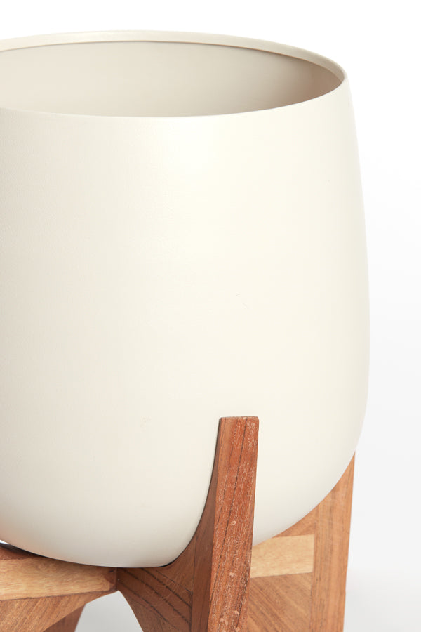 Light&living Pot deco op voet Ø59x82 cm KARUNA hout+mat crème