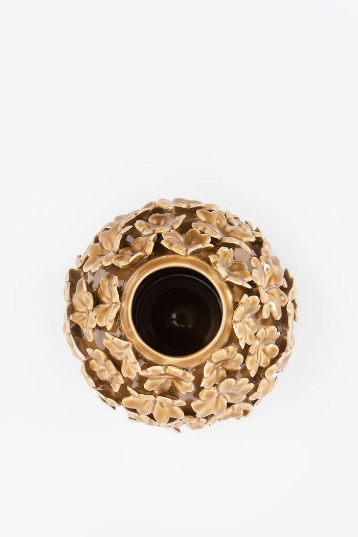 Sissy-Boy Goudbruine vaas met klavertjes