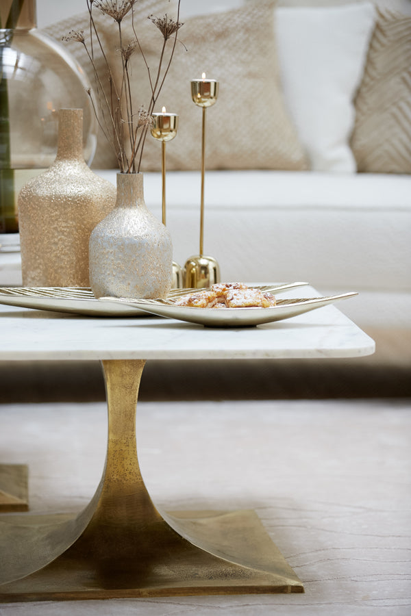 Light & Living Light&living Vaas Ø16x29 cm MOLUSI glas crème-goud