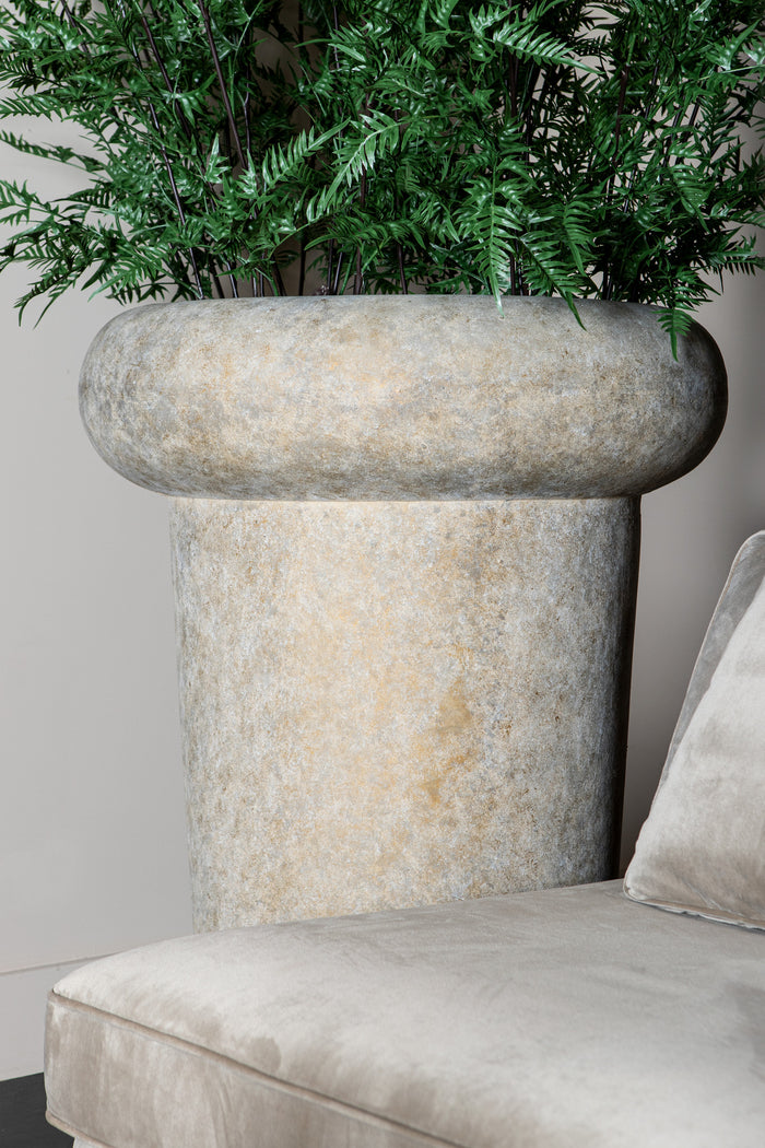 PTMD Megga Brown big brushed cement pot thick border ro