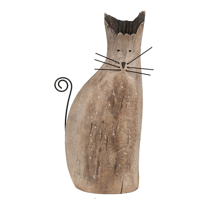 Clayre & Eef Decoratie Beeld Kat 26 cm Bruin Hout