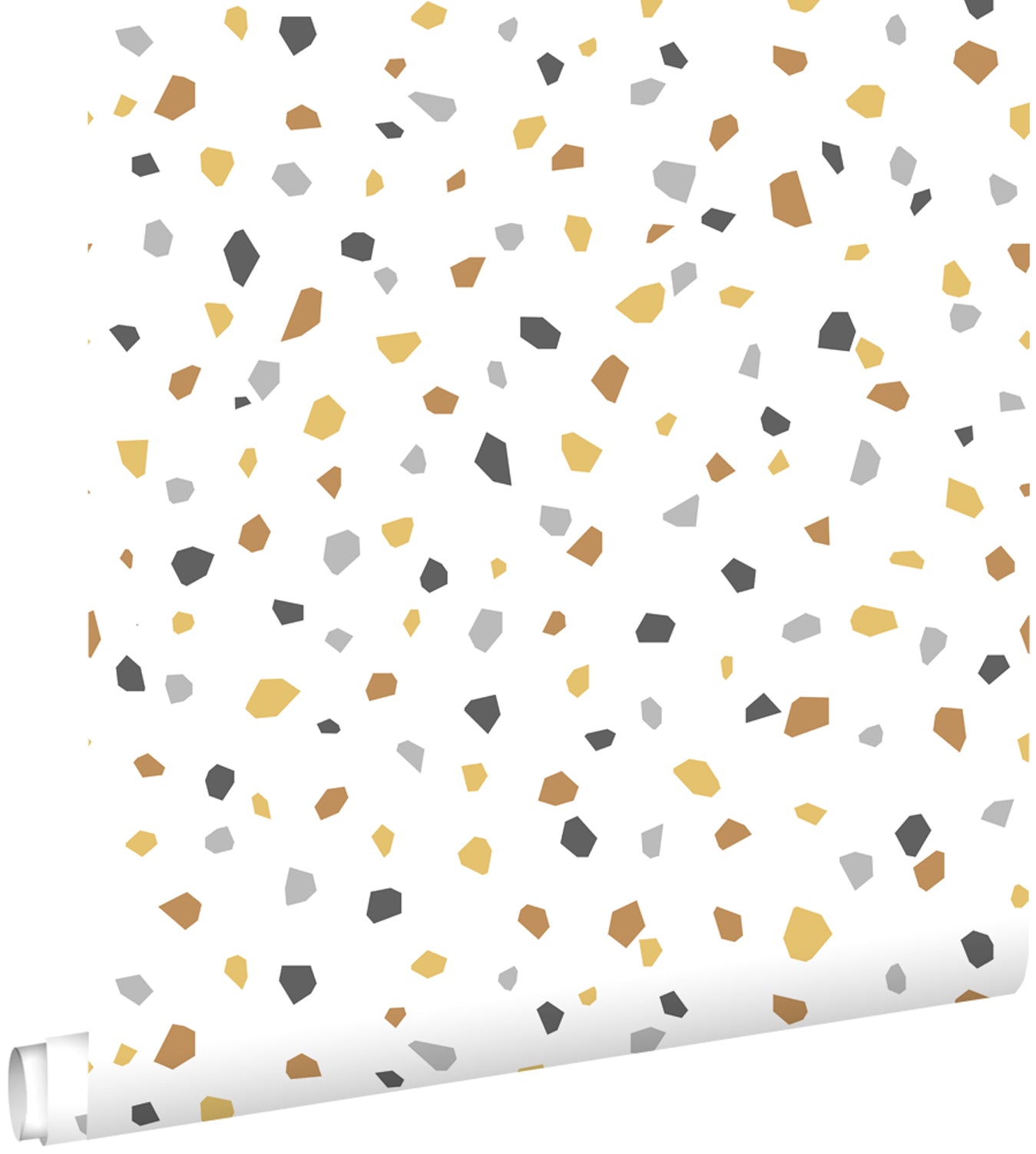 ESTAhome behang terrazzo wit, okergeel en grijs - 0,53 x 10,05 m - 139