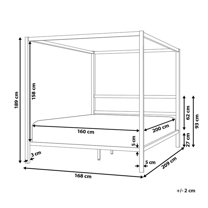 Beliani - LESTARDS - Hemelbed - Wit - 160 x 200 cm - Staal