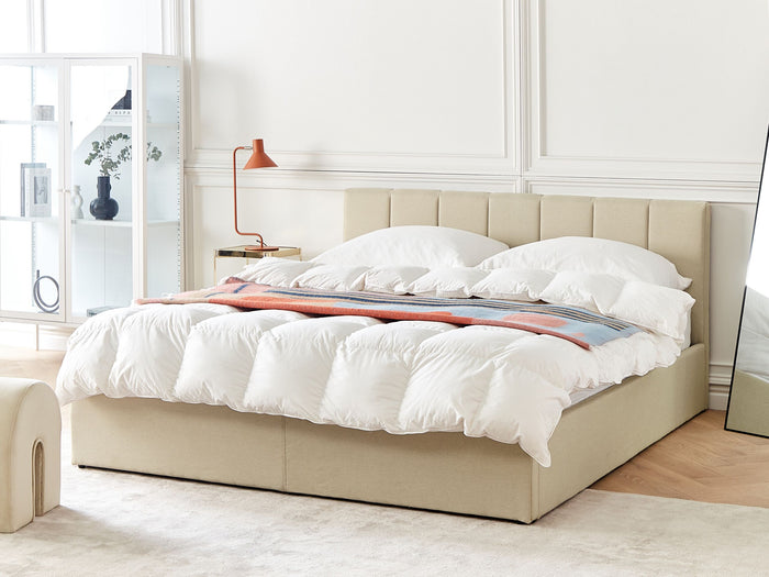 Beliani-DREUX-Bed met opbergruimte-Beige-160 x 200 cm-Polyester