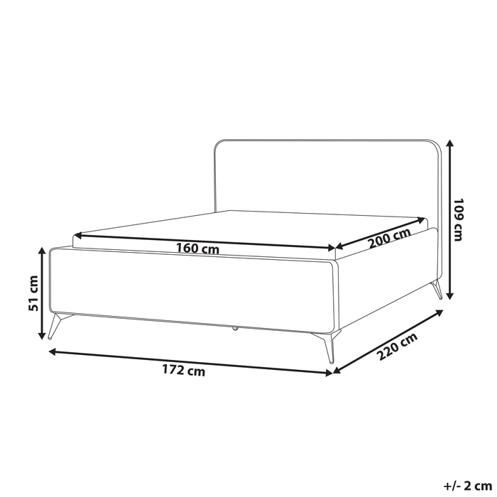 Beliani-VALOGNES-Tweepersoonsbed-Lichtbeige-160 x 200 cm-Corduroy