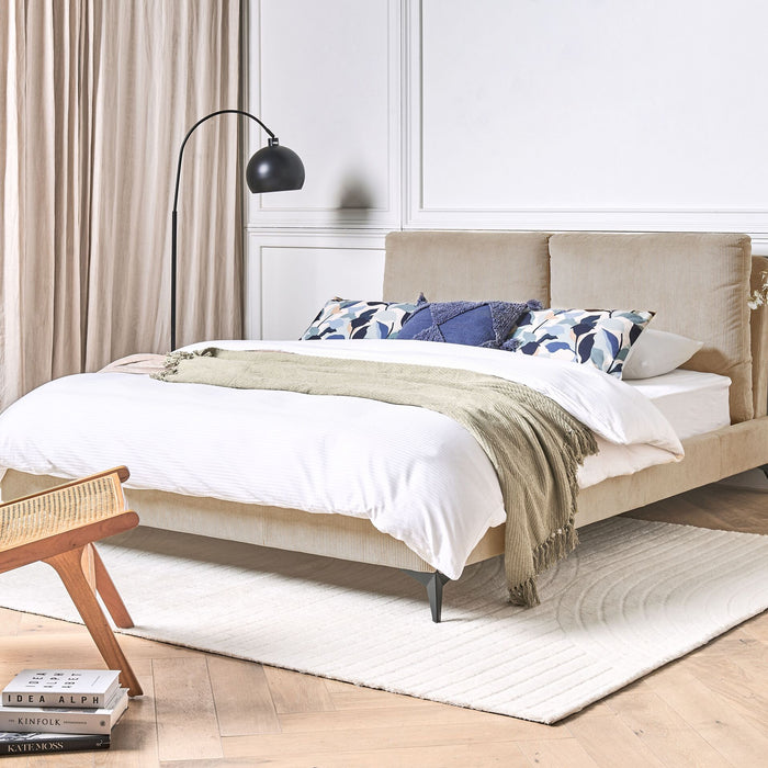 Beliani - MELLE - Tweepersoonsbed - Taupe - 160 x 200 cm - Corduroy