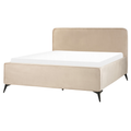 Beliani - VALOGNES - Tweepersoonsbed - Taupe - 160 x 200 cm - Fluweel