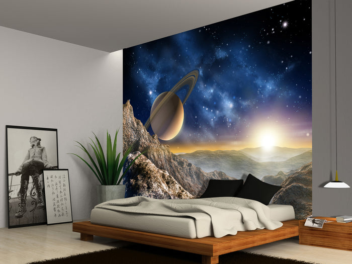 Sanders & Sanders fotobehang space blauw en beige - 360 x 270 cm - 600
