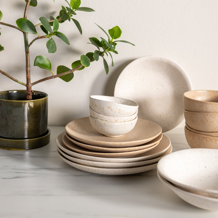 by fonQ Mixed Ceramics Ontbijtborden 4st. - Ø 22 cm - Zand