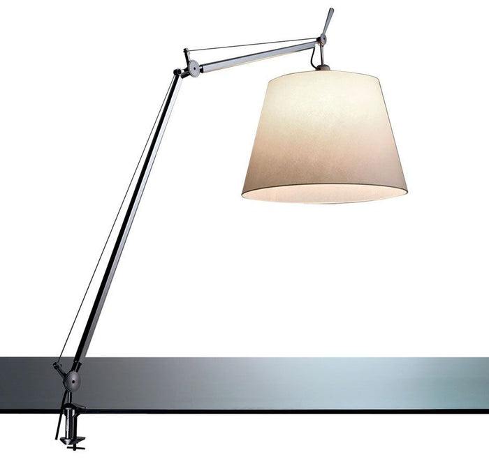 Artemide Tolomeo Mega klemlamp retrofit met schakelaar 36cm perkament