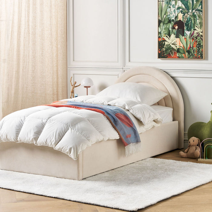 Beliani - ANET - Bed met opbergruimte - Beige - 90 x 200 cm - Fluweel