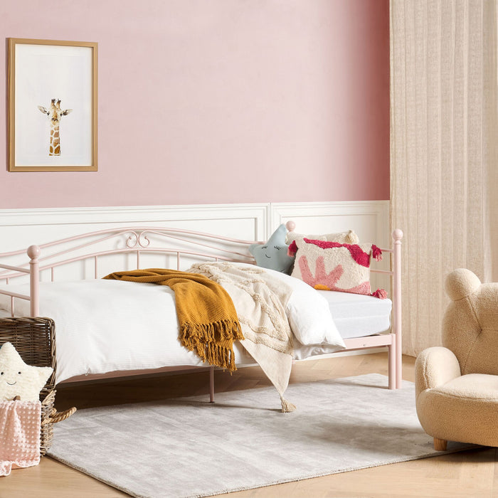 Beliani - TULLE - Eenpersoonsbed - Pastelroze - 90 x 200 cm - Metaal