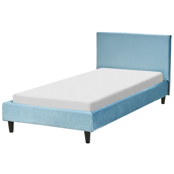 Beliani - FITOU - Bekleding bed - Lichtblauw - 90 x 200 cm - Fluweel