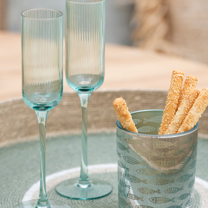 J-Line glas champagne Louise - glas - groen - 6 stuks