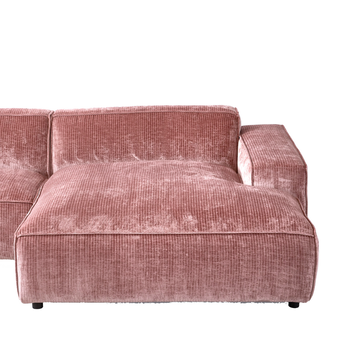 by fonQ Chunky Chaise Longue Rechts - Rib - Oud Roze