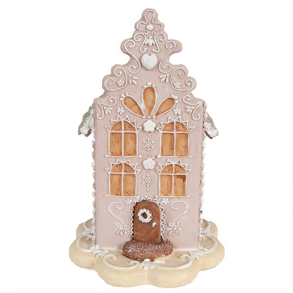 Clayre & Eef Gingerbread house 20 cm Roze Polyresin