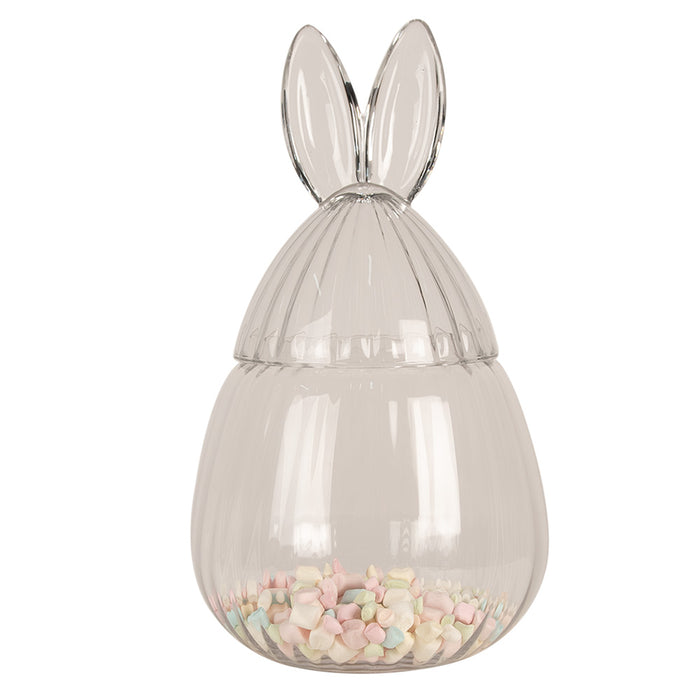 Clayre & Eef Glazen potje Ø 20x34 cm Transparant Glas Konijn