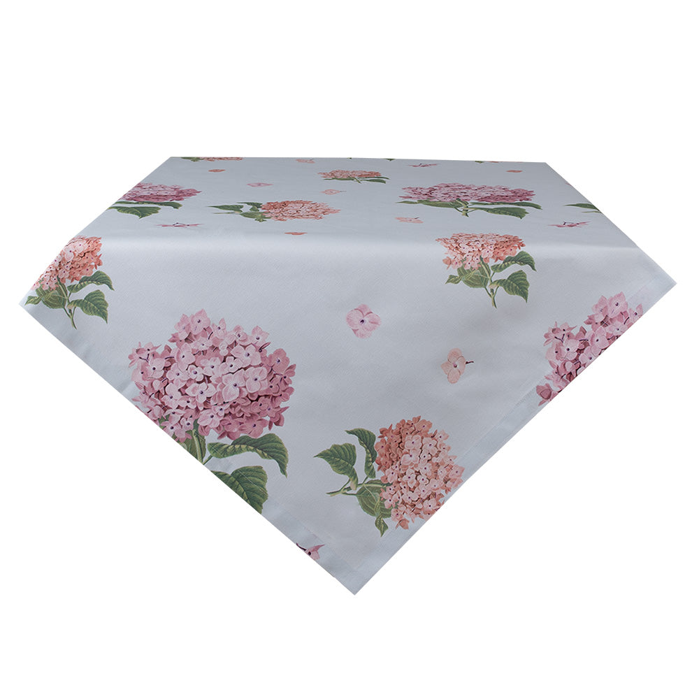 Clayre & Eef Tafelkleed 150x150 cm Blauw Roze Katoen Hortensia