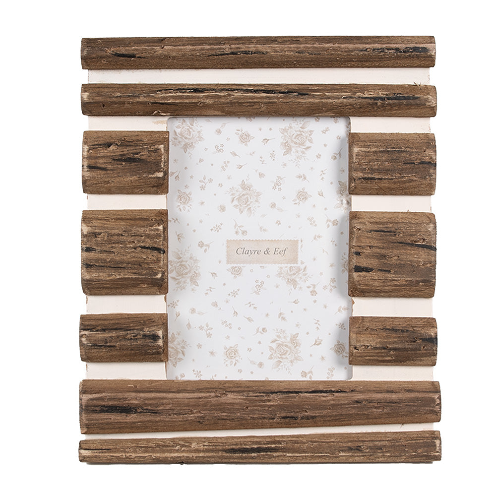 Clayre & Eef Fotolijst  13x18 cm Bruin Hout Glas Rechthoek Fotokader