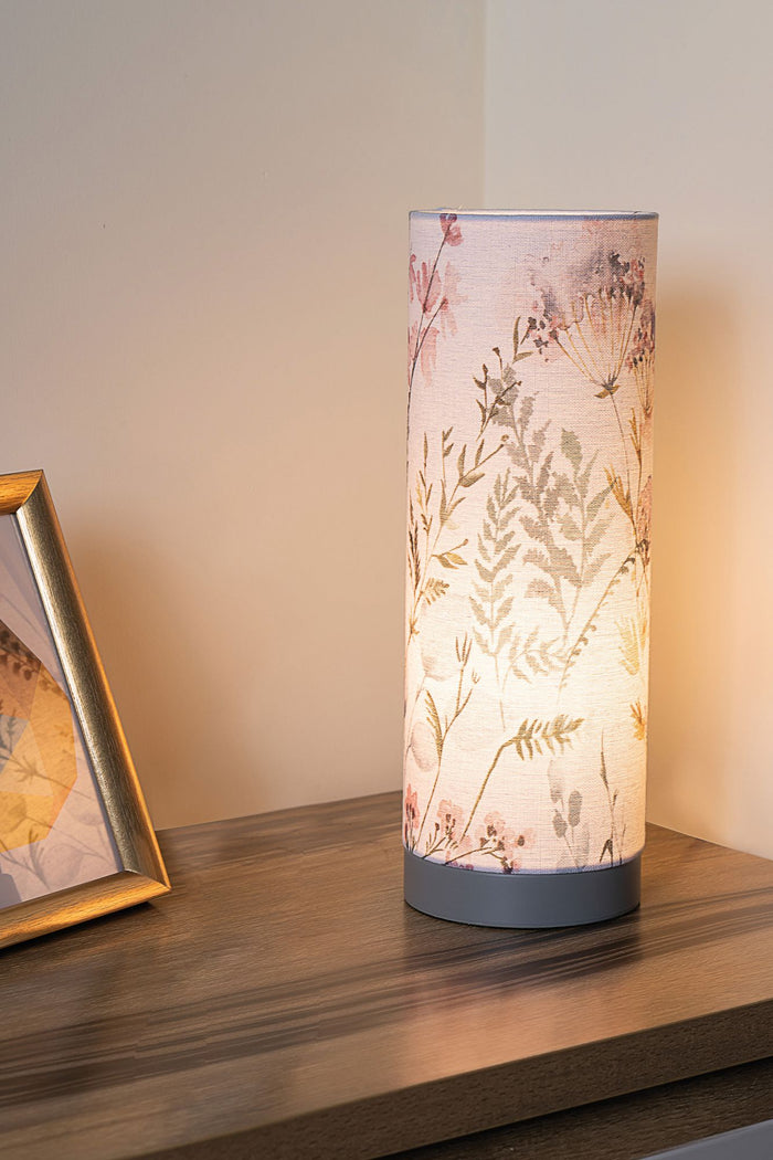 Pauleen Tafellamp beige-grey fabric-metal.