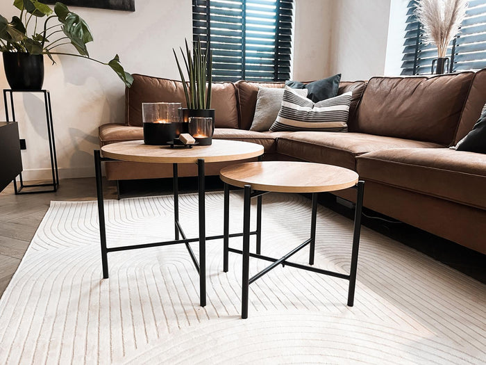 Salontafel set Kiev 62 en 49 cm kruisframe zwart