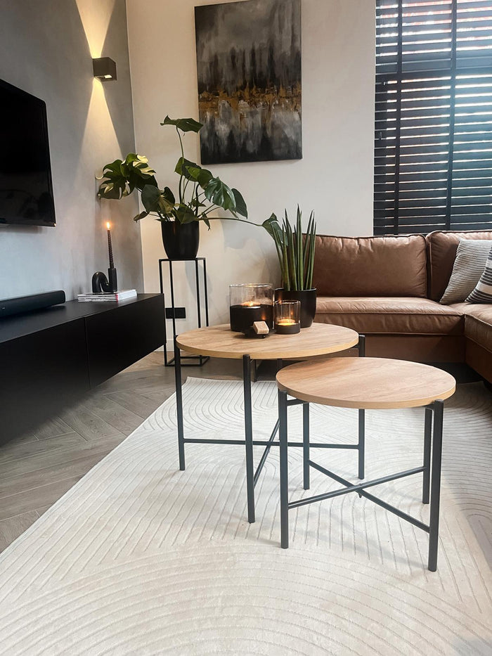 Salontafel set Kiev 62 en 49 cm kruisframe zwart