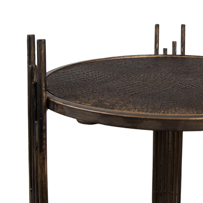 Clayre & Eef Bijzettafel  42x41x89 cm Bruin Ijzer Rond Salontafel