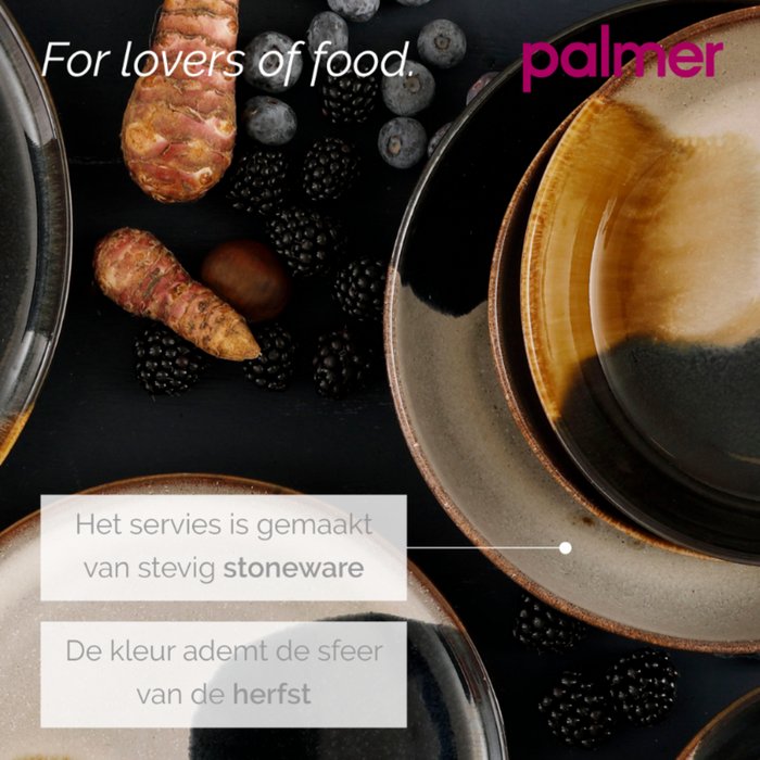 Palmer Bord Aquarel 28 cm Blauw Beige Stoneware 2 stuks