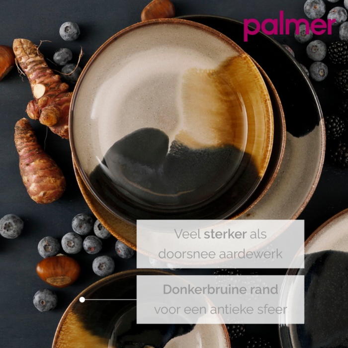 Palmer Bord Aquarel 28 cm Blauw Beige Stoneware 2 stuks