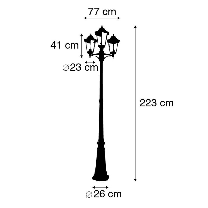 QAZQA Smart buiten lantaarn zwart 3-lichts incl. Wifi ST64 - New