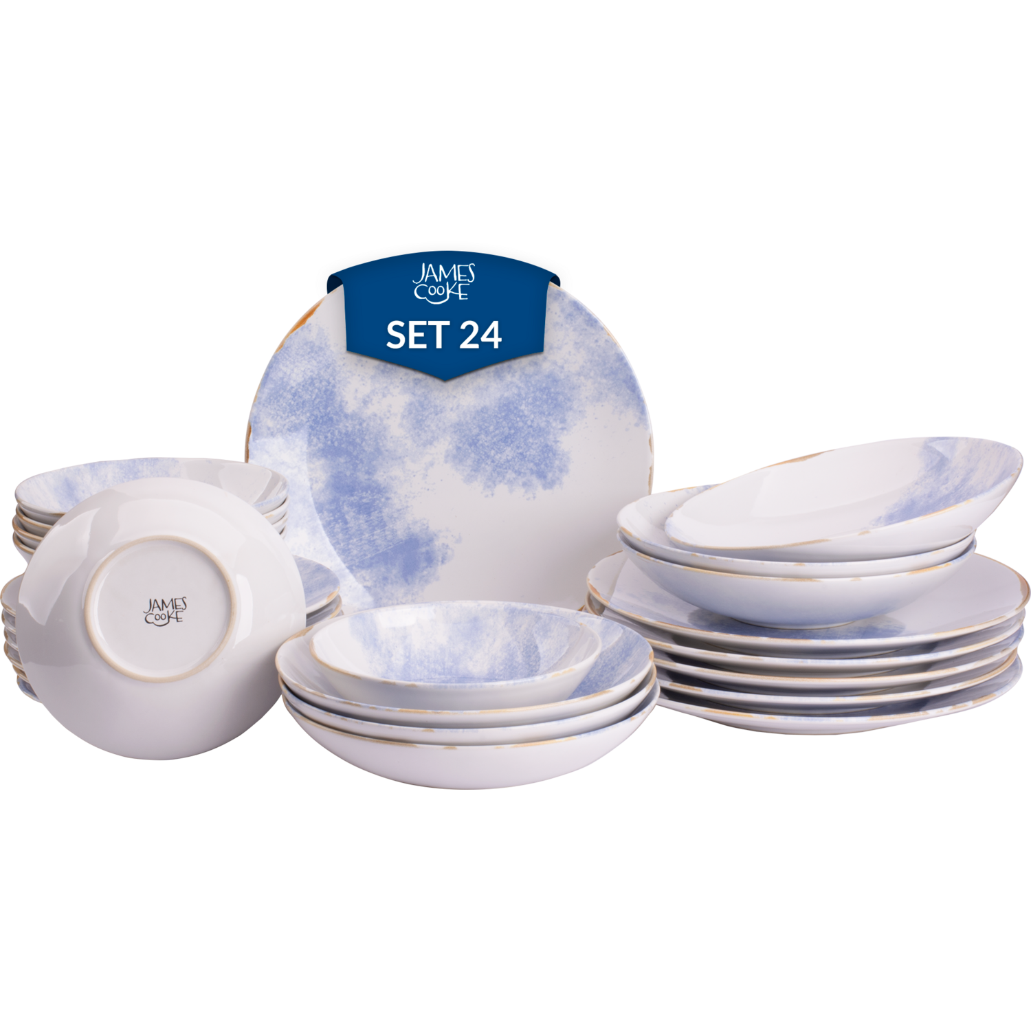 James Cooke Serviesset Clouded Charm Stoneware 6-persoons 24-delig