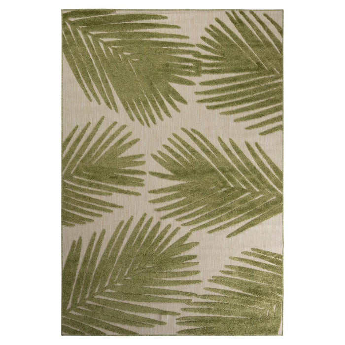 Boho&me Buitenkleed palmbladeren - Verano beige|groen - 160x240 cm