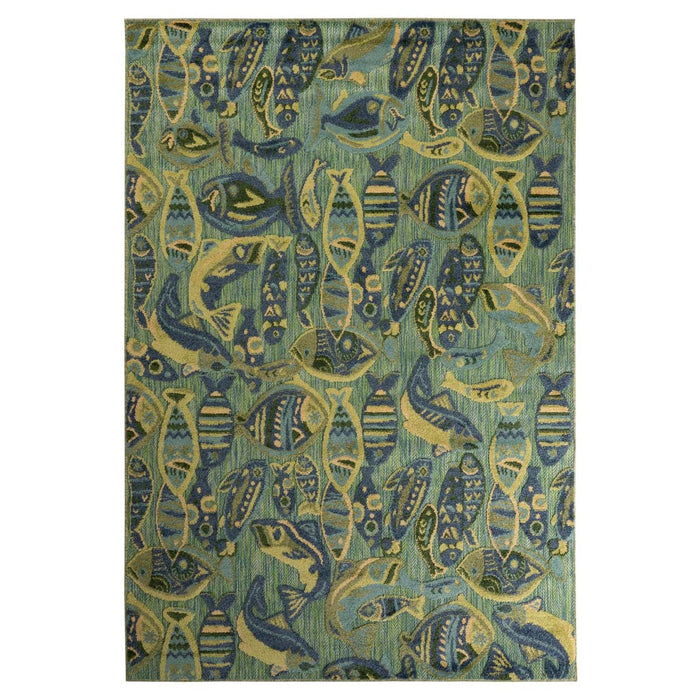 Boho&me Buitenkleed visjes - Verano blauw|groen - 160x240 cm