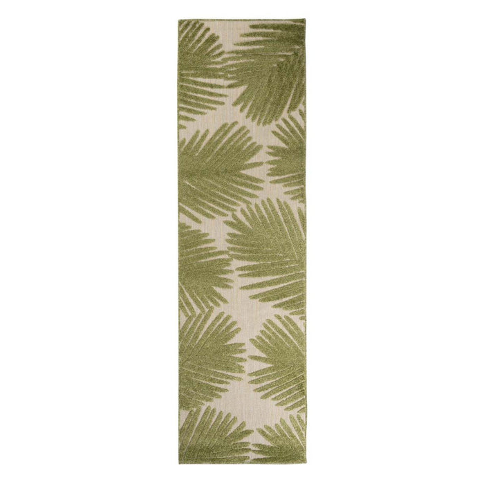 Boho&me Balkonkleed palmbladeren - Verano beige|groen - 66x230 cm